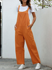 Orange U-cou sans manches décontracté couleur unie large été long combishort