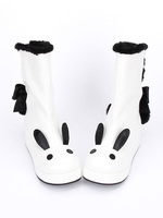 Oreille de lapin bottes Lolita blanc rayé Kawaii Lolita bottes d’hiver en deux tons Déguisements Halloween