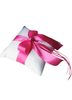 Oreiller bagué de mariage avec noeud rose
