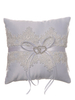 Oreiller bagué de mariage Tissu de satin blanc avec dentelle