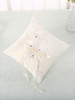 Oreiller de mariage fleurs en dentelle blanche strass perles oreillers brodés anneau porteur