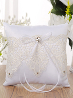 Oreiller mariage strass dentelle arcs anneau oreiller porteurs