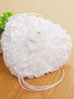 Oreillers de mariage strass rubans sweetheart anneau blanc oreiller porteur