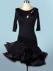 Organza de Costume de danse latine Half Sleeve découpé en couches Backless Ruffles robe de danse latine de Bodycon irrégulière Déguisements Halloween