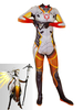 Overwatch Cosplay Costumes Angela Ziegler Orange Rouge Lycra Spandex Combinaison Jeu Justaucorps Jeu Cosplay Costumes Déguisements Halloween