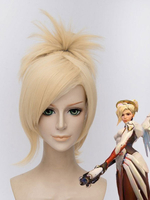 Overwatch Cosplay Perruque côté Mercy balayé Bangs Jeu Perruques Cosplay Déguisements Halloween