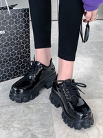 Oxfords à lacets en cuir Synthétique noir à bout rond pour femmes