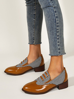 Oxfords à talon chiot à bout rond pour femmes