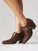 Oxfords en cuir PU à bout carré et talon épais pour femmes
