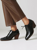 Oxfords en cuir PU à bout carré et talon épais pour femmes