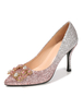Paillettes chaussures de bal Les femmes pointues bout strass talons hauts chaussures de soirée rose