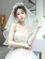 Paillettes de voile de mariage ivoire une couche de tulle