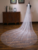 Paillettes mariage voile cathédrale cascade un niveau coupe bord brillant voiles de mariée
