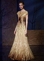 Paillettes robe de soirée broderies étage longueur mère de la robe de mariée