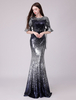 Paillettes robes de bal longue demi-manches noeuds Ombre sirène robes de soirée
