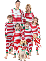 Pajamas Famille de Noël Pyjamas Polyester Floral Imprimer Stripes Pantalon rouge Top 2 pièces
