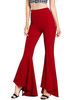 Pantalon à cloche rouge Pantalon évasé extensible taille haute