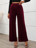 Pantalon Bordeaux Polyester Pantalon à taille naturelle superposé