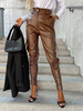 Pantalon Boutons Noirs Taille Haute En Cuir PU