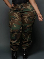 Pantalon cargo long imprimé camouflage grande taille