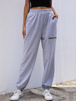 Pantalon de détente pour femme Pantalon gris clair à manches longues en coton polyester