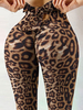Pantalon de Yoga Imprimé Léopard Moulant Femme Coupe Cintrée Bicolores Sexy