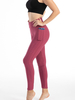 Pantalon de Yoga Long Moulant Femme Coupe Cintrée avec Poches Unicolore Vêtement de Sport