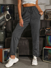 Pantalon droit Pantalon taille haute en coton gris foncé