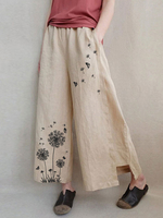 Pantalon droit pour femme Pantalon droit imprimé abricot léger devant en polyester à taille surélevée irrégulière