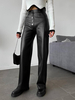 Pantalon en cuir PU à boutons noirs
