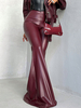 Pantalon en cuir PU bordeaux à taille haute