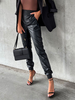 Pantalon en cuir PU noir