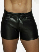 Pantalon en cuir PU noir Vintage slim rétro Costumes rétro pour hommes