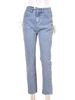 Pantalon en Denim Déchiré à Lacets Croisé Coupe Cintrée à Zip avec Bouton Bicolores Pantalon Long Sexy