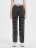 Pantalon en Denim Long Déchiré Femme Coupe Cintrée à Zip avec Bouton avec Poches Unicolore