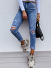 Pantalon en jean pour femme Pantalon décontracté déchiré bleu