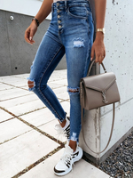 Pantalon en jean pour femme Pantalon taille haute bleu foncé