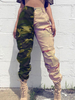 Pantalon Femme Camouflage Longs Cousu Bicolores avec Les Poches Fermeture Par Zip et Bouton Kaki Pantalon Décontracté Femme