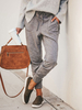 Pantalon femme gris clair avec cordon de serrage coupe fuselée pantalon de survêtement en polyester décontracté