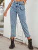 Pantalon Femme Jeans Poches Bleu Ciel Clair Denim Taille Naturelle Pantalon Court Pantalon Décontracté
