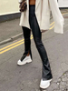 Pantalon gothique pour femme Pantalon rétro en cuir Synthétique gothique noir