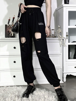 Pantalon gothique pour femme Pantalon rétro en mélange de coton gothique noir