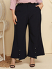Pantalon grande taille pour femme boutons marine pantalon évasé décontracté en polyester surdimensionné
