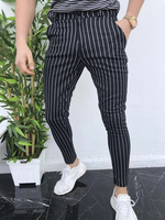 Pantalon Homme Rayures Chic Taille Naturelle Pantalon Homme Noir Maigre
