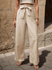 Pantalon large à taille élastique et à lacets pantalon dété décontracté
