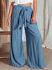 Pantalon large bleu taille haute à lacets pantalon de nettoyage de sol décontracté