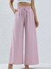 Pantalon Large Décontracté Oversize Taille Haute En Polyester À Lacets Rose