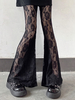 Pantalon Lolita gothique évasé Lolita en dentelle noire
