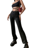 Pantalon Long Femme Moulant Coupe Cintrée à Lacets Croisé Unicolore Pantalon Sexy