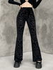 Pantalon long gothique pour femme Pantalon rétro en polyester noir